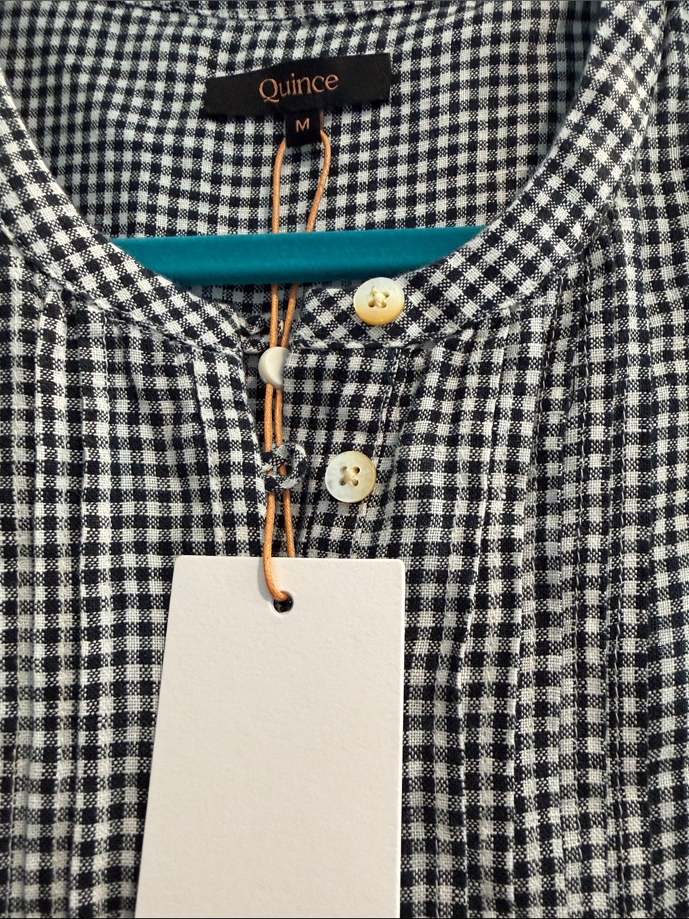 Quince Black & White Gingham Sleeveless Shift Dress - Picture 2 of 2